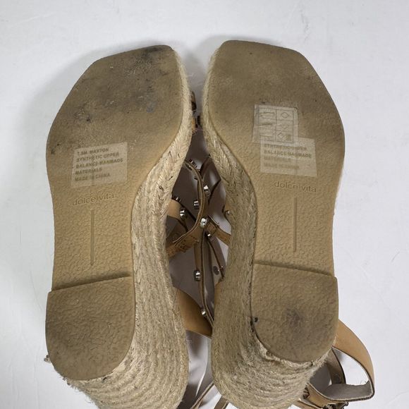 NEW Dolce Vita Maxton Espadrille Wedge Sandal Tan Square Toe Womens Size 7.5 - Picture 7 of 7
